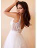 Beaded White Lace Tulle Shimmering Wedding Dress